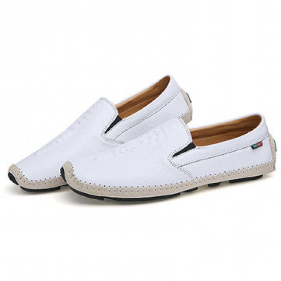 Men Delicate Sewing Crocodile Pattern Genuine Leather Casual Loafers for Flats