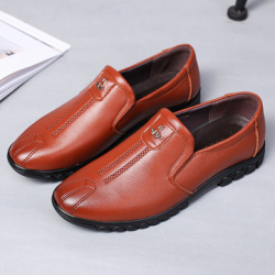 Men Pure Color Leather Slip Resistant Slip On Casual Shoes for Flats