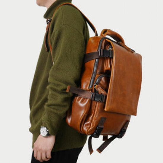 Men Solid Casual Multifunction Laptop Flap Backpack for Backpacks