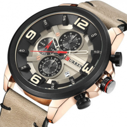 CURREN Quartz Leather Watches Chronograph Calendar 30M Waterproof Mens Watches for Men Watches