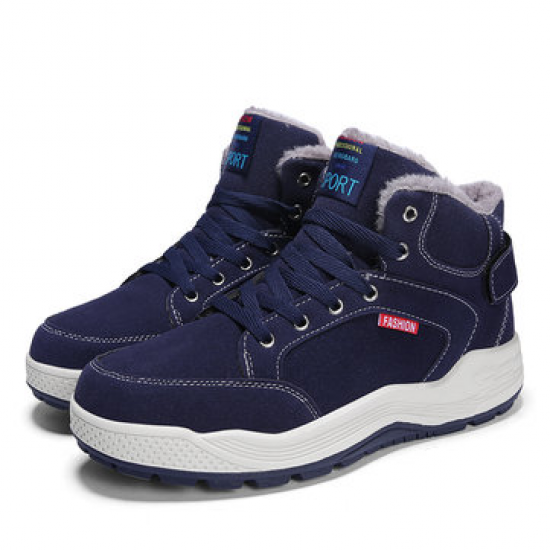 Men Suede Warm Plush Lining Lace Up Casual Ankle Boots for Boots