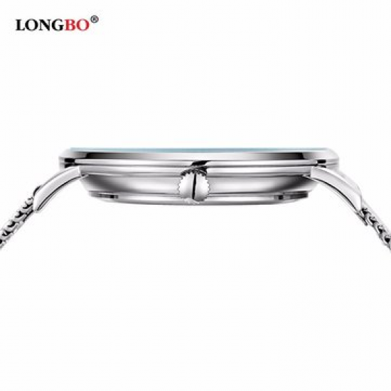 LONGBO Calendar Waterproof Couple Watch Weave Stainless Steel Mesh Ultra Thin Minimalist Watch for Couple Watches