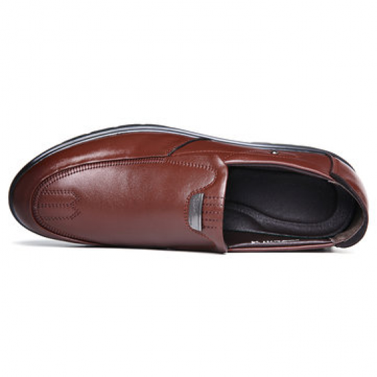Men Genuine Leather Slip Resistant Slip On Soft Casual Shoes for Flats