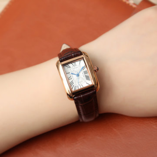 CHENXI Couple Watch Leather Stainless Steel Watch Square Watches for Couple Watches