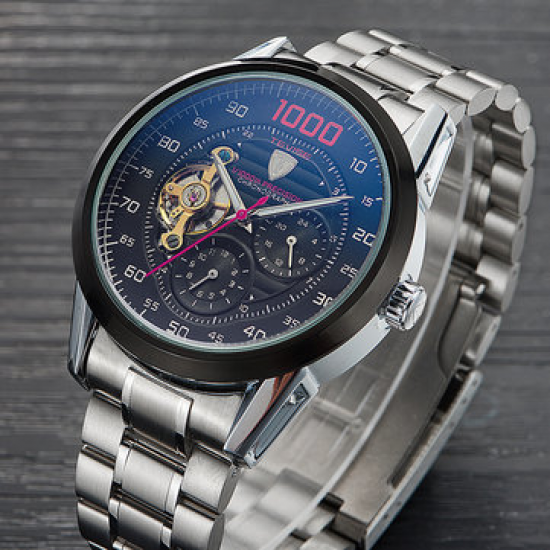 Tevise Luxury Automatic Men Business Wrist Watch Stainless Steel Mechanical Silver Watch for Men for Men Watches