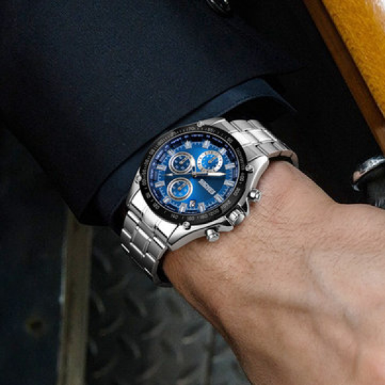 Business Style Stainless Steel Waterproof Date Display Men Wrist Watch Quartz Watches for Men Watches