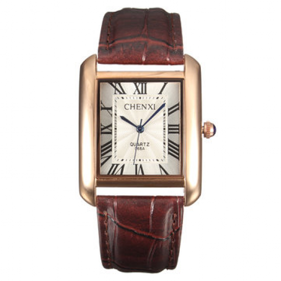 CHENXI Couple Watch Leather Stainless Steel Watch Square Watches for Couple Watches