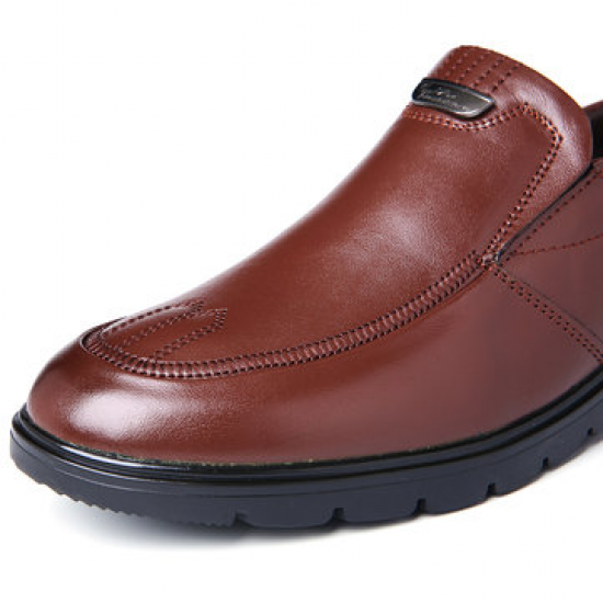 Men Genuine Leather Slip Resistant Slip On Soft Casual Shoes for Flats