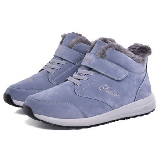 Men Hook Loop  Wool Fleece Fur Lining Hook Loop Ankle Boots for Boots