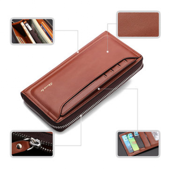 Vintage Genuine Leather Business Multi-card Slots Wallet Phone Clutch Bag For Men for Clutch Bags