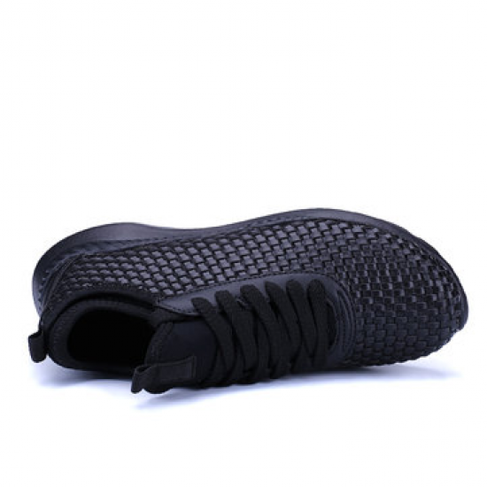 Large Size Men Light Weight Knitted Lace Up Sport Casual Shoes for Flats