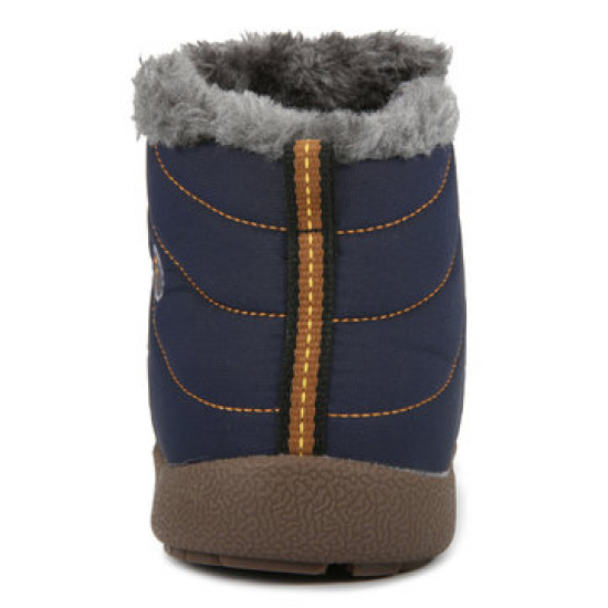 Men Large Size Warm Fur Lining Waterproof Flat Slip On Snow Boots for Boots