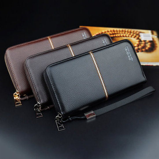 Men Business Casual Zipper Long Wallet Clutch Bag For Men for Clutch Bags