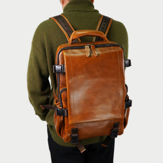 Men Solid Casual Multifunction Laptop Flap Backpack for Backpacks