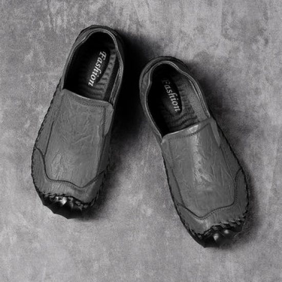 Men Leather Hand Stitching Anti-collision Slip Resistant Casual Shoes for Flats